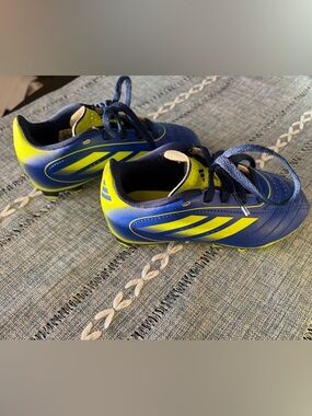 Kids Soccer Cleats Blue and Neon Green